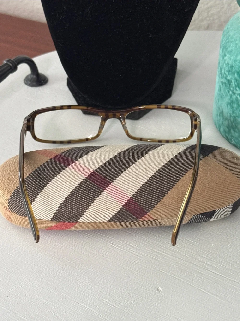 Burberry B8444/U Havana Tortoise Rectangle Eyeglass Frames Check